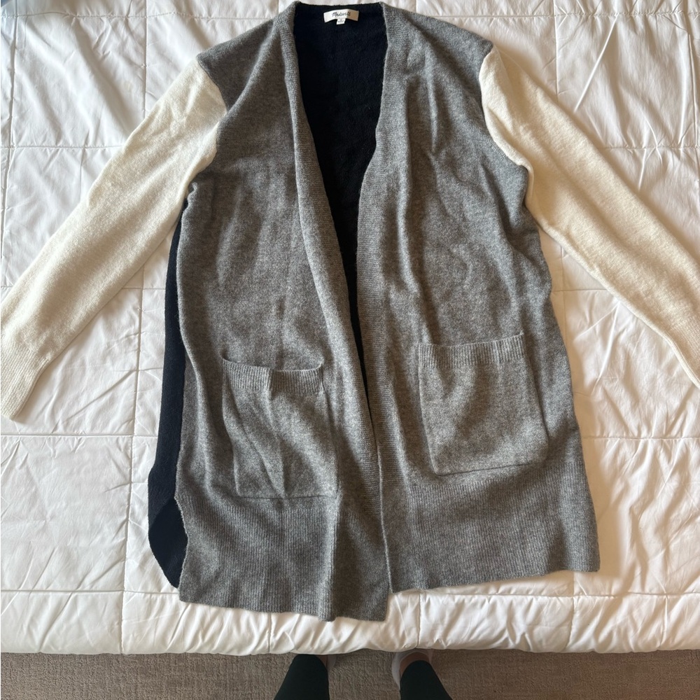 Madewell Gray, Black and Cream Cardigan Sweater